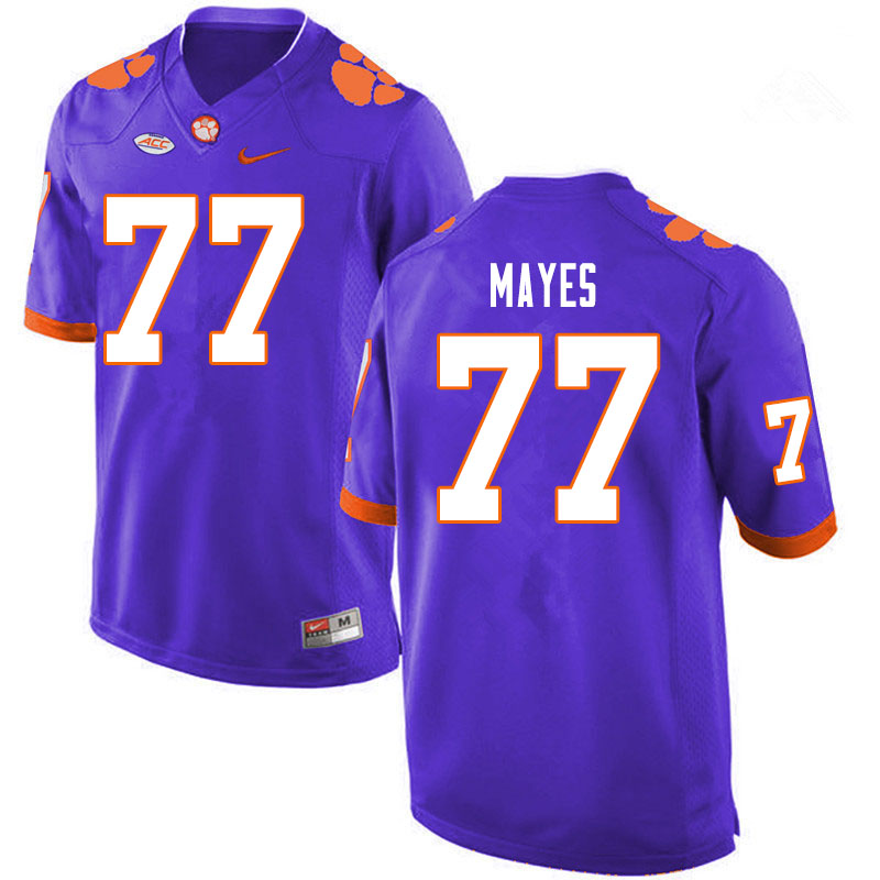 Men #77 Mitchell Mayes Clemson Tigers College Football Jerseys Sale-Purple